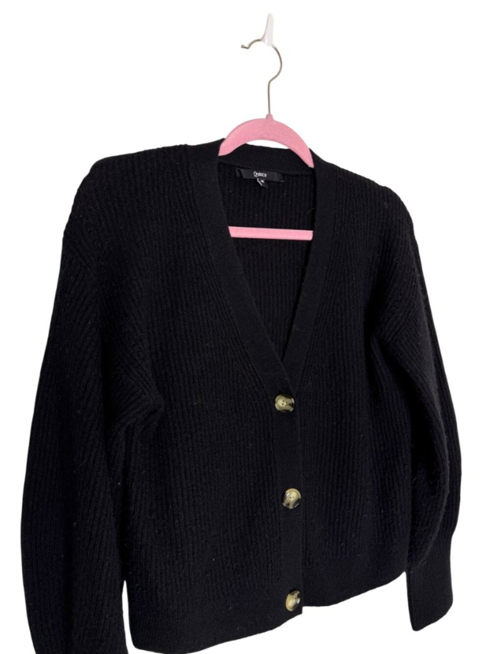 Quince Baby Alpaca Merino Wool Blend Cardigan Sweater V Neck Black M - Picture 3 of 8